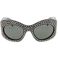 Gucci - Oval Frame Embellished Sunglasses - Lyst
