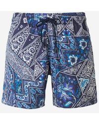Etro Bandana Printed Drawstring Swim Shorts - Blue