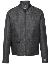 Versace - 'baroque' Anthracite Cotton Jacket - Lyst