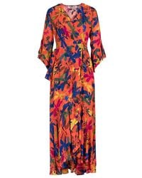 Diane von Furstenberg - Jean Miami Libellule Print Ruffled Wrap Dress - Lyst