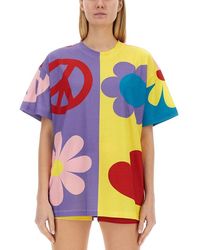 Moschino - Patchwork Oversized Jersey T-Shirt With Playful Symbols - Lyst