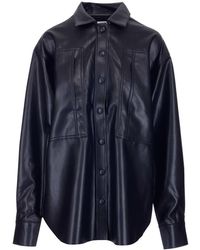 Agolde Faux-leather Single-breasted Shirt - Black