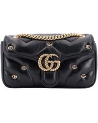 Gucci - GG Marmont Logo Plaque Small Shoulder Bag - Lyst