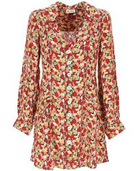 RIXO London - Floral Printed Long-sleeved Dress - Lyst
