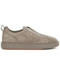Santoni - Logo Printed Slip-On Sneakers - Lyst