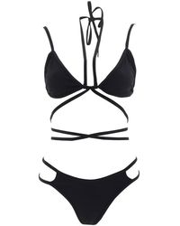 ANDREA ADAMO - Ribbed Wraparound Halterneck Two-piece Bikini - Lyst