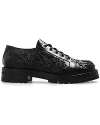 Versace Baroque Embossed Derby Shoes - Black