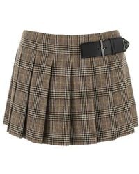 Prada - Checked Wool-blend Miniskirt - Lyst