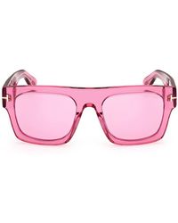 Tom Ford Fausto 53mm Geometric Sunglasses - Pink