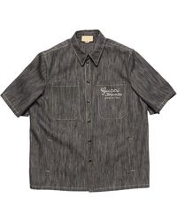 Gucci - Jacquard Detail Denim Shirt - Lyst