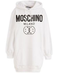 Moschino Logo Printed Hoodie Dress - White