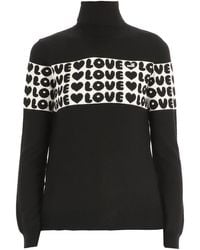 Love Moschino Logo Intarsia Roll-neck Knit Jumper - Black
