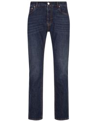 Etro - Navy Blue Jeans With Pegasus Embroidery At Back - Lyst