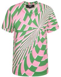 Stella McCartney - T-Shirt Optical Rosa/Verde - Lyst