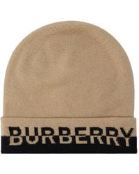 Burberry Logo Intarsia Two-toned Beanie - Natural