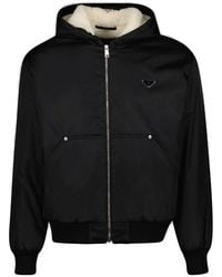Prada - Re-Nylon Triangle-Logo Zipped Hooded Jacket - Lyst