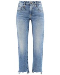 R13 - Mid Rise Distressed Edge Jeans - Lyst