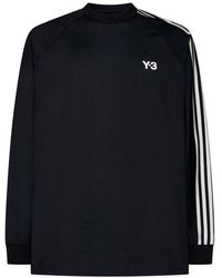 Y-3 - Logo Printed Striped Crewneck Sweatshirt - Lyst