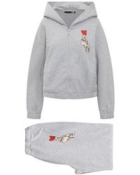 Love Moschino Damen Allover Logo Print_Long Sleeve Hooded Sweatshirt 
