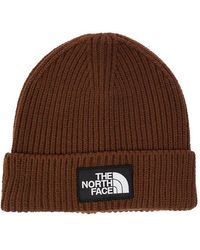 The North Face Tnf Logo Box Cuffed Beanie in Blue for Men | Lyst