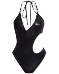 Versace - Greca Cut-out Halterneck Swimsuit - Lyst