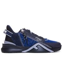 Fendi - Leather And Fabric Flow Sneakers - Lyst
