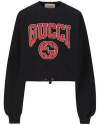Gucci - Logo Patch Cropped Sweatshirt - Lyst