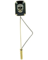 Alexander McQueen Crystal Embellished Skull Brooch - Black