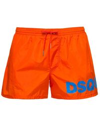 DSquared² - Swim Trunks With Logo Print In Polyammide - Lyst
