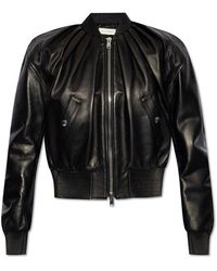 Alexander McQueen - Ruched Slim-fit Leather Jacket - Lyst