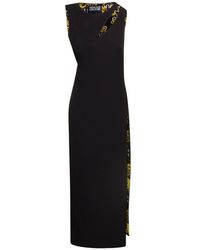 Versace - Asymmetric Midi Dress With Cut-out Details In Stretch Polyester - Lyst