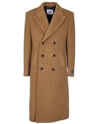MSGM - Logo Tag Double Breasted Coat - Lyst