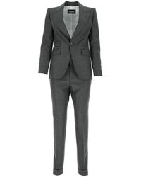 Black Light Grey Cotton And Cashmere Leisure Suit in Grey Womens Clothing Suits Trouser suits 