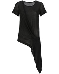 Yohji Yamamoto - Round-neck Draped Asymmetric T-shirt - Lyst