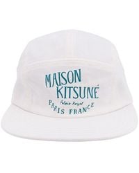 Maison Kitsuné - Cotton Stitched Profile Unlined Printed Hats - Lyst