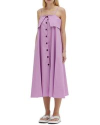 Erika Cavallini Semi Couture - Buttoned Spaghetti Strap Midi Dress - Lyst