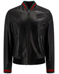 Gucci - Grg Taped Leather Bomber Jacket - Lyst