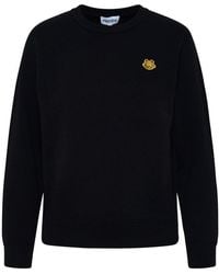 New Men's Women's Kenzo Paris Black Sweatshirts Tiger Embroidered Crew Jumpers 
