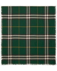 Burberry - Check-printed Fringed-edge Scarf - Lyst
