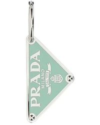Prada Triangle Logo Pendant Single Earring - Green