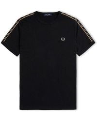 Fred Perry - Logo-tape Crewneck T-shirt - Lyst