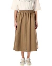 Golden Goose - Khaki Midi Skirt With Elasticated Waist - Lyst