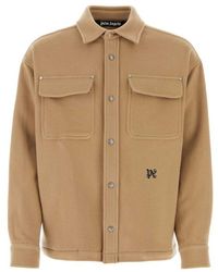 Palm Angels - Monogram Embroidered Patch Pocket Overshirt - Lyst