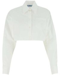 Prada - Poplin Cropped Shirt - Lyst
