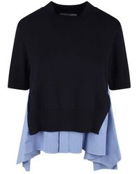 Sacai - Layered Effect Knitted Pullover - Lyst