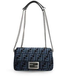 Fendi Baguette Midi Ff Tapestry Shoulder Bag - Blue