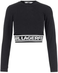 Karl Lagerfeld - Stretch Acrylic Crop Top - Lyst