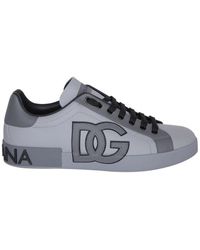 Dolce & Gabbana - Portofino Branded Leather Low-top Trainers - Lyst