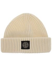 Stone Island - Compass-patch Ribbed-knitted Beanie - Lyst