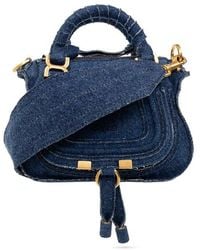 Chloé - Dark Blue Denim Mini Marcie Handbag - Lyst